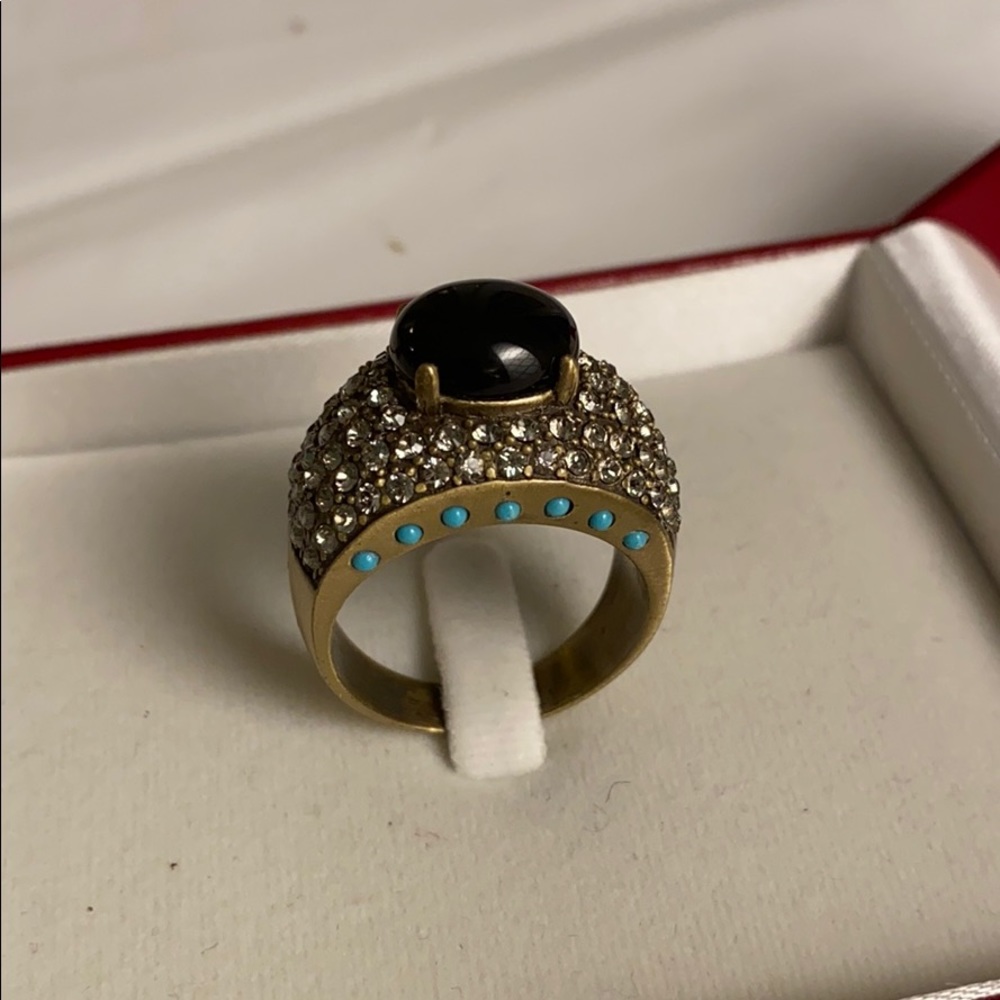 Heidi Daus Onyx with Austrian Crystal Ring